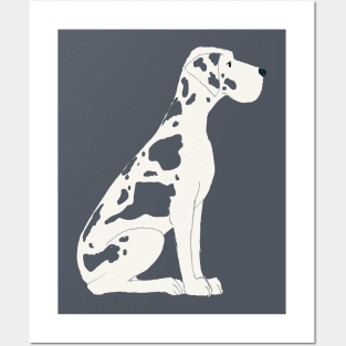 Black and White Great Dane Dog Posters and Art